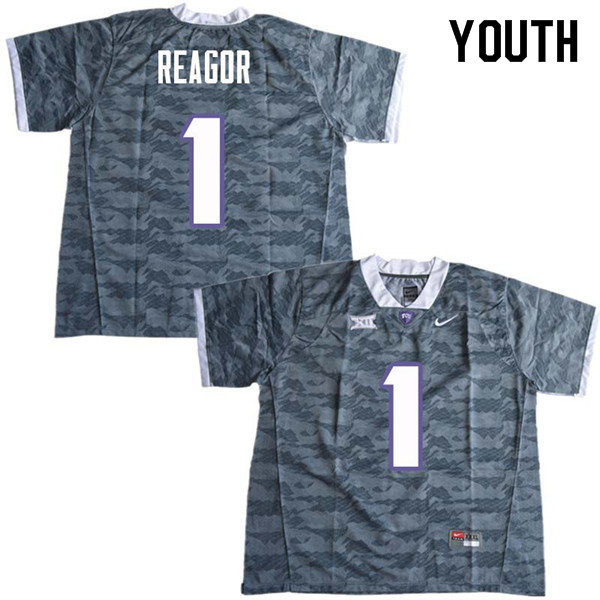 Youth #1 Jalen Reagor TCU Horned Frogs College Football Jerseys Sale-Gray - Click Image to Close